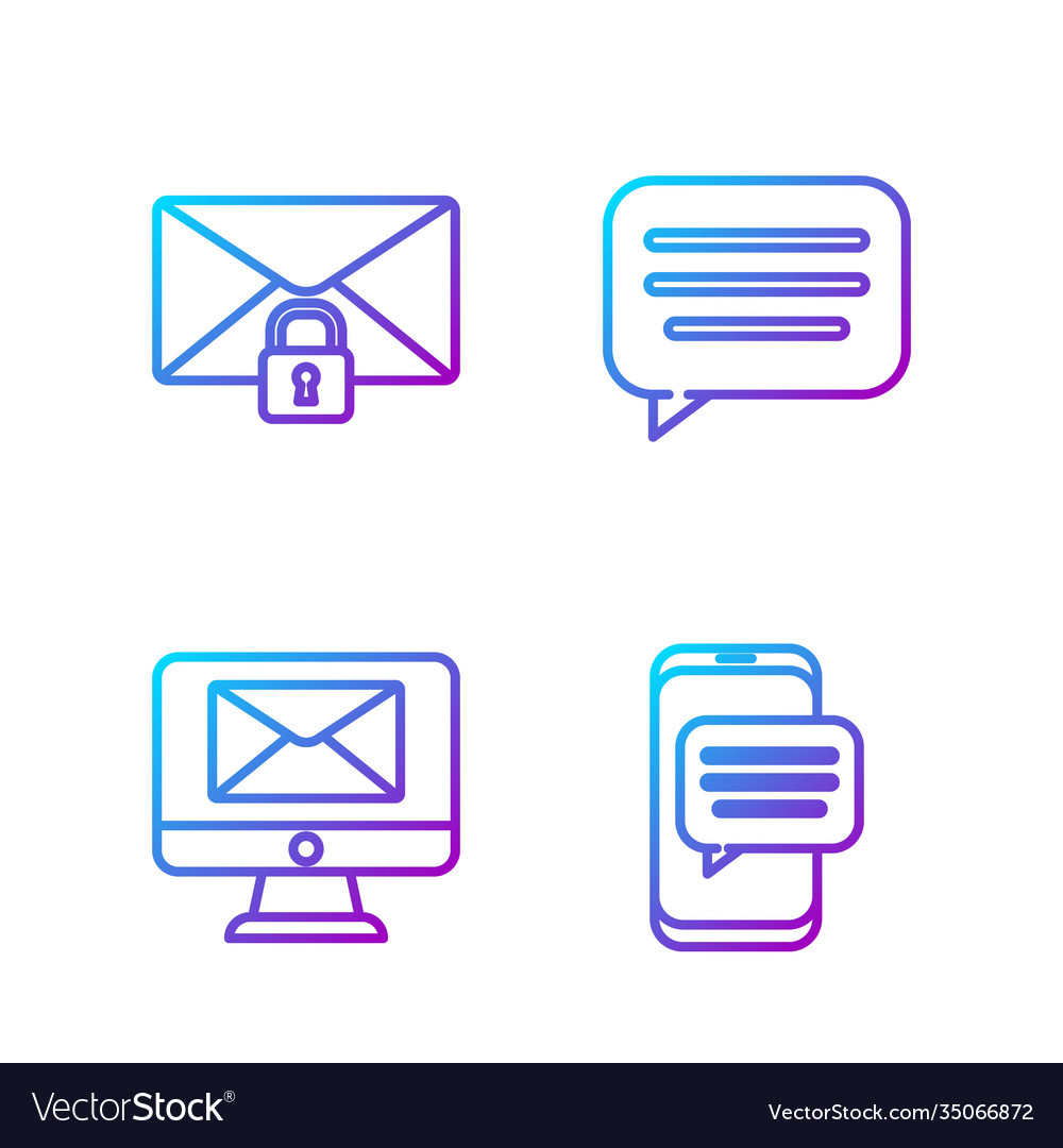 Set line chat messages notification on phone vector image Set line chat messages notification on phone