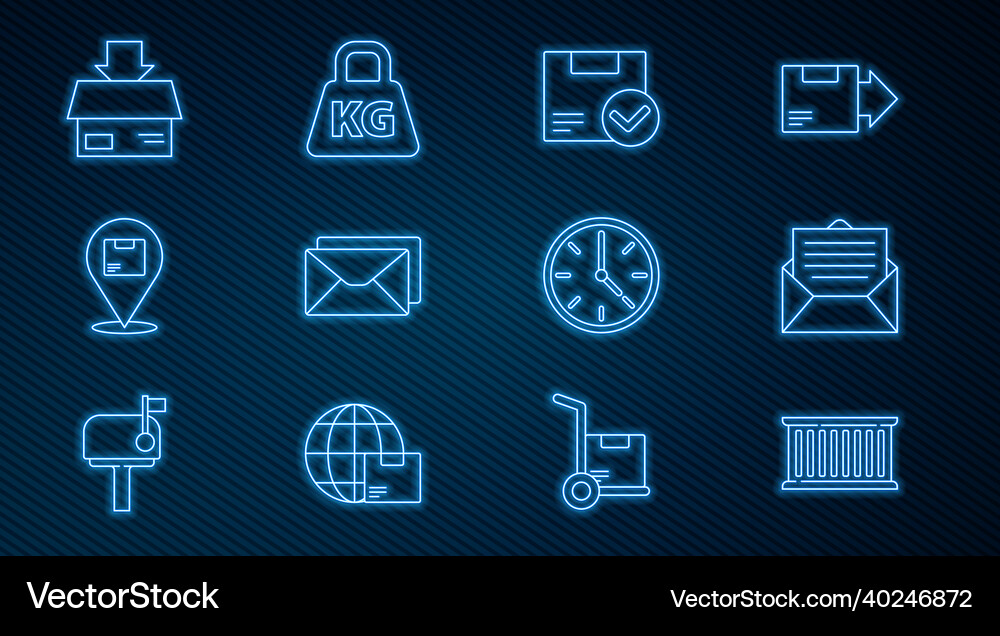 Set line container envelope package box Royalty Free Vector