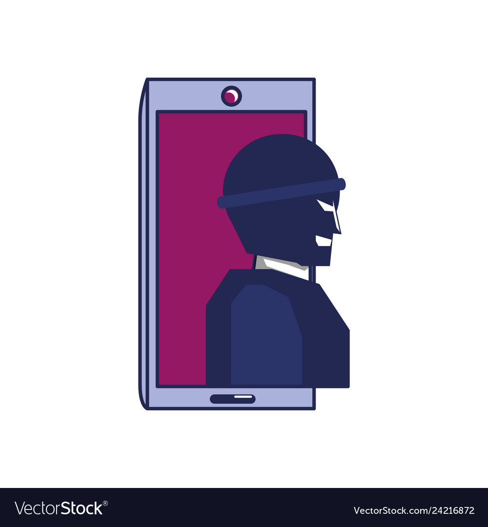 Thief man with smartphone device