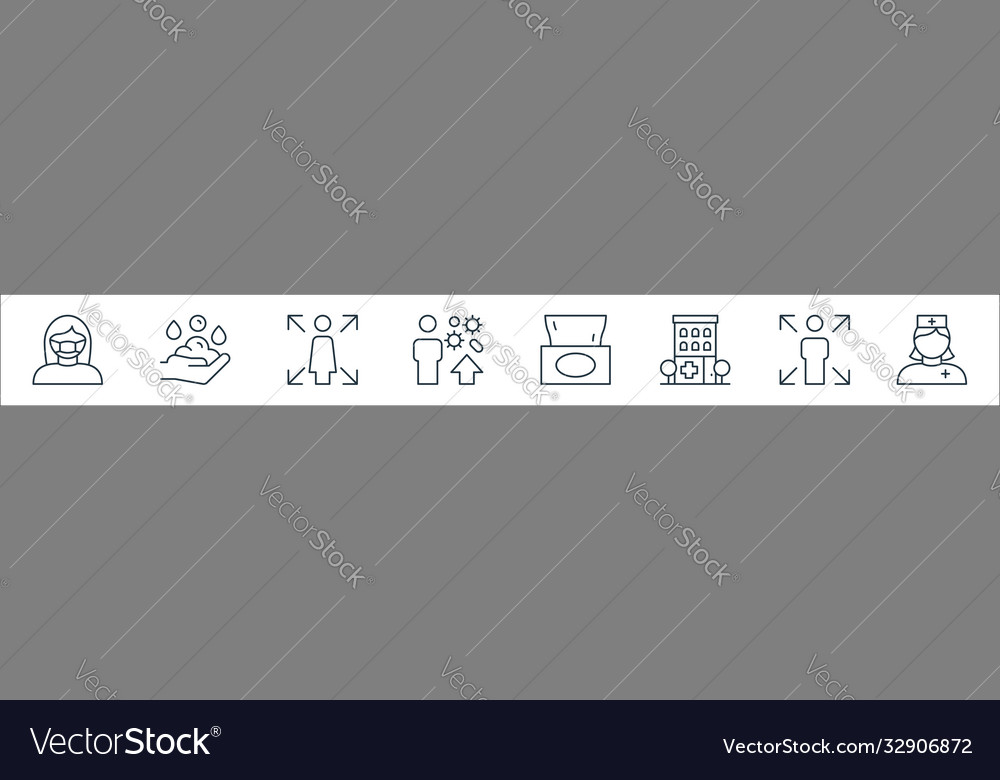 Virus line icons linear set quality vector image Virus line icons linear set quality
