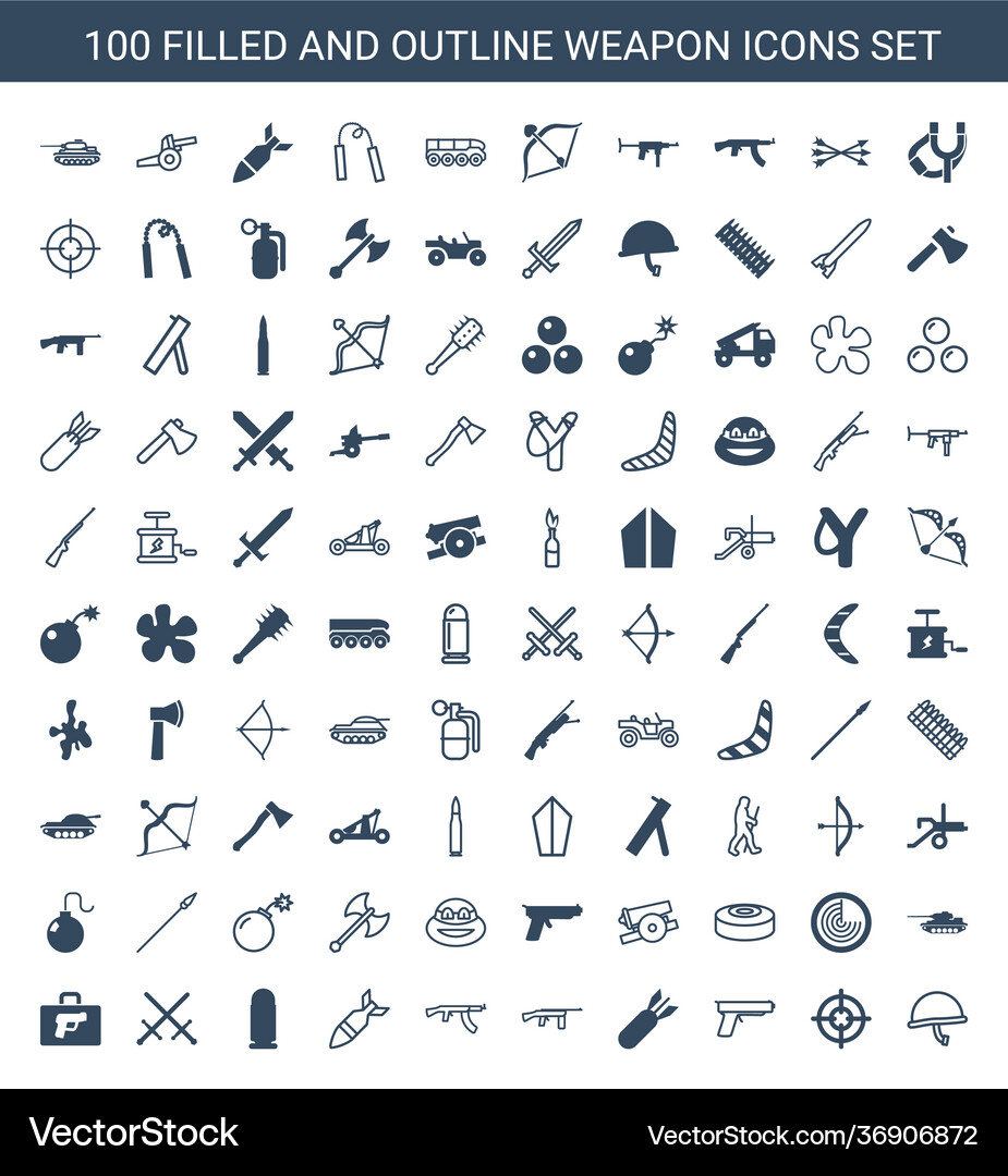 Weapon icons Royalty Free Vector Image - VectorStock