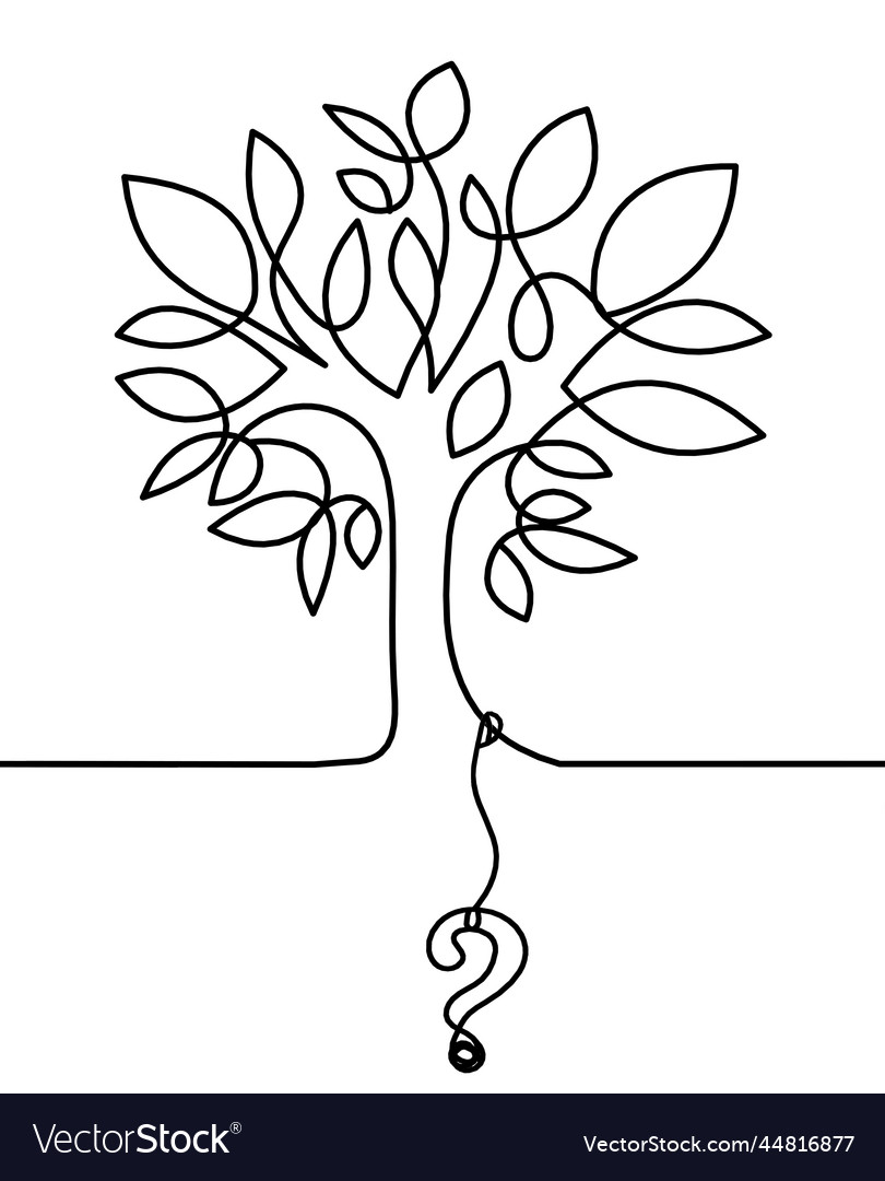 Abstract tree with question as line drawing