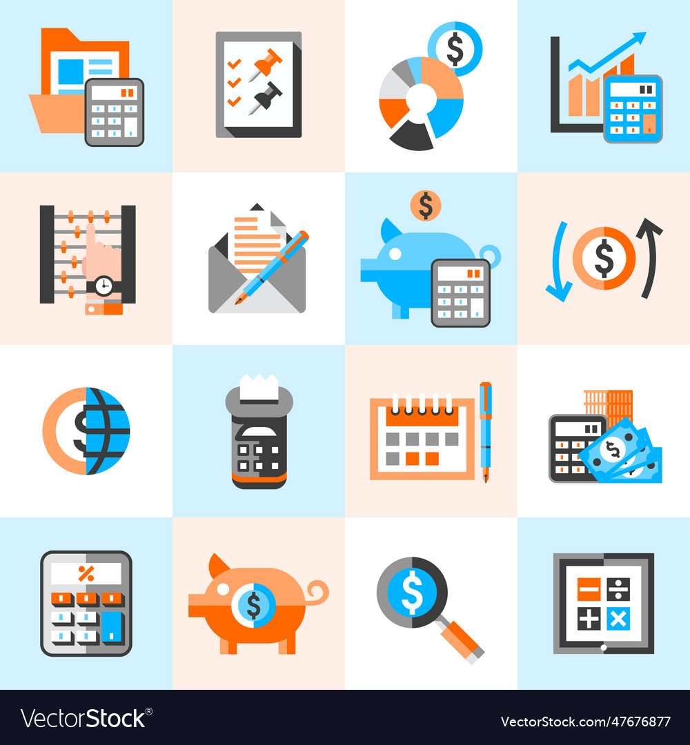 Accounting icons set Royalty Free Vector Image