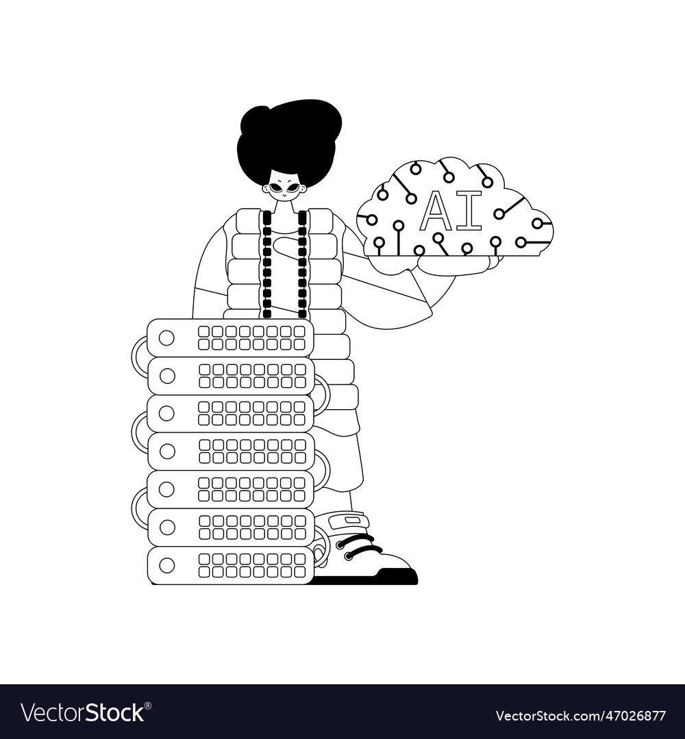 Ai man and machine themed linear style