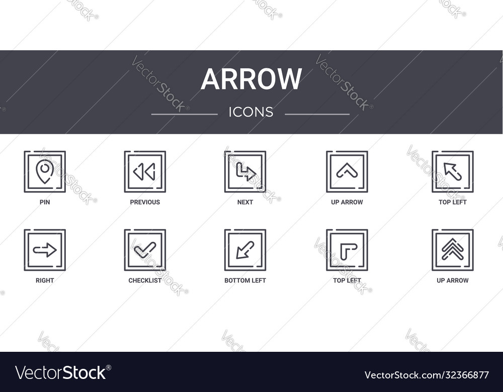 Arrow concept line icons set contains vector image Arrow concept line icons set contains