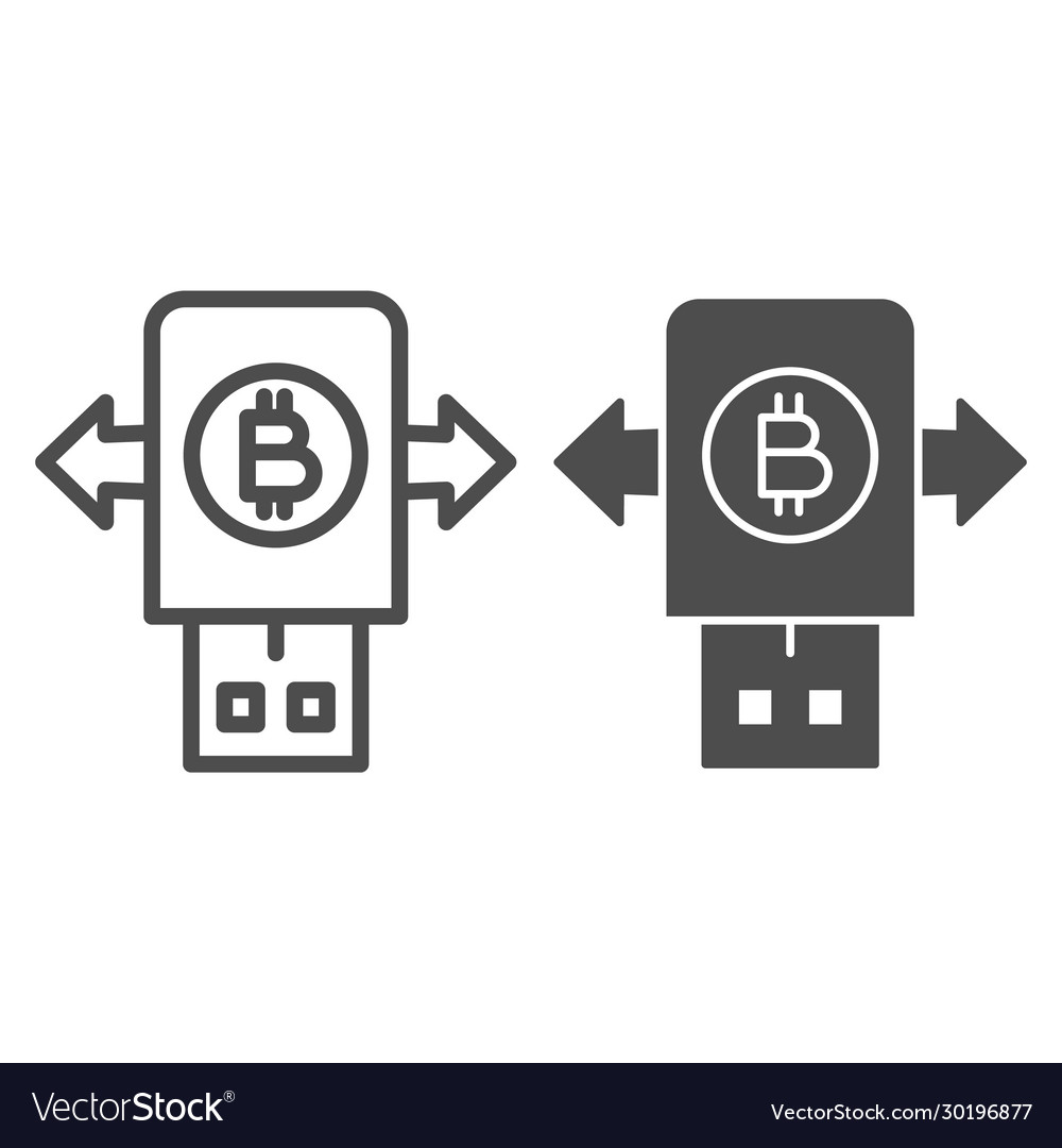 Bitcoin transportation line and solid icon secure Vector Image Bitcoin transportation line and solid icon secure