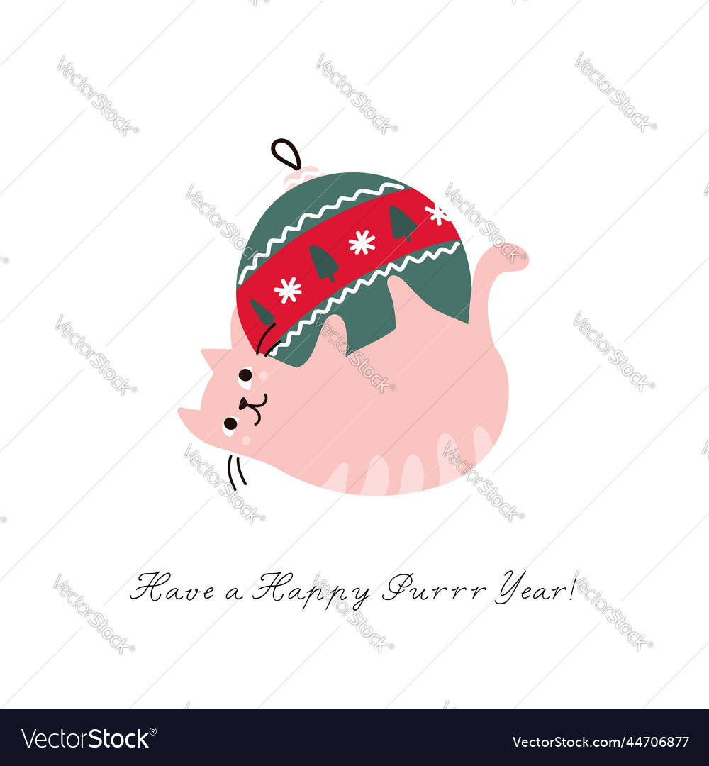 Cat playing with a christmas ornament vector image Cat playing with a christmas ornament