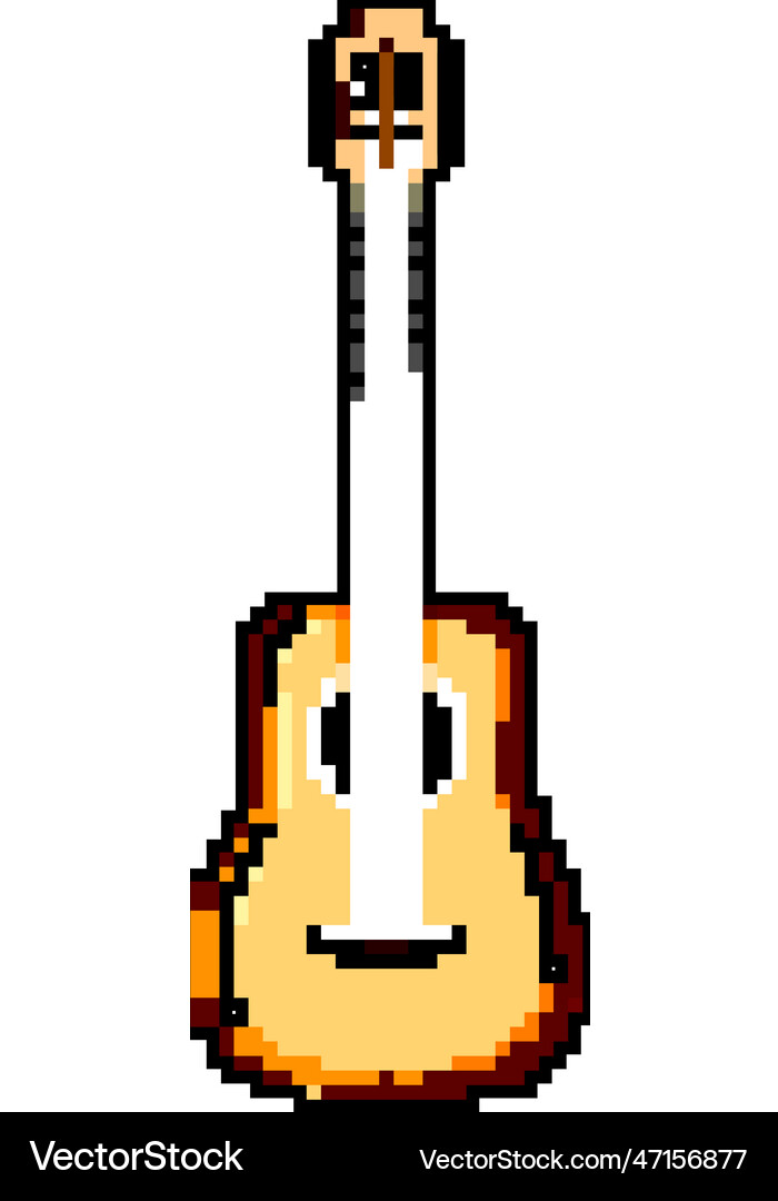 Classic acoustic guitar game pixel art Royalty Free Vector