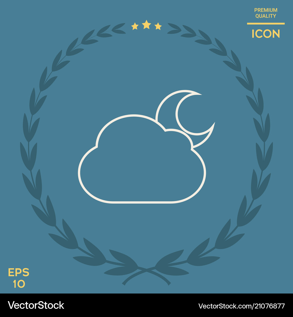 Cloud moon line icon Royalty Free Vector Image