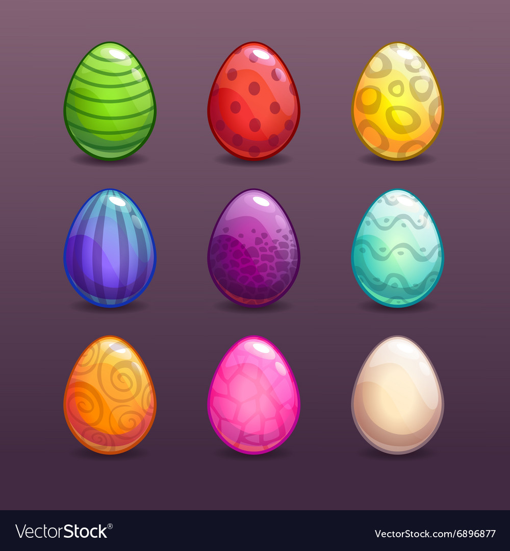 Colorful eggs in different colors