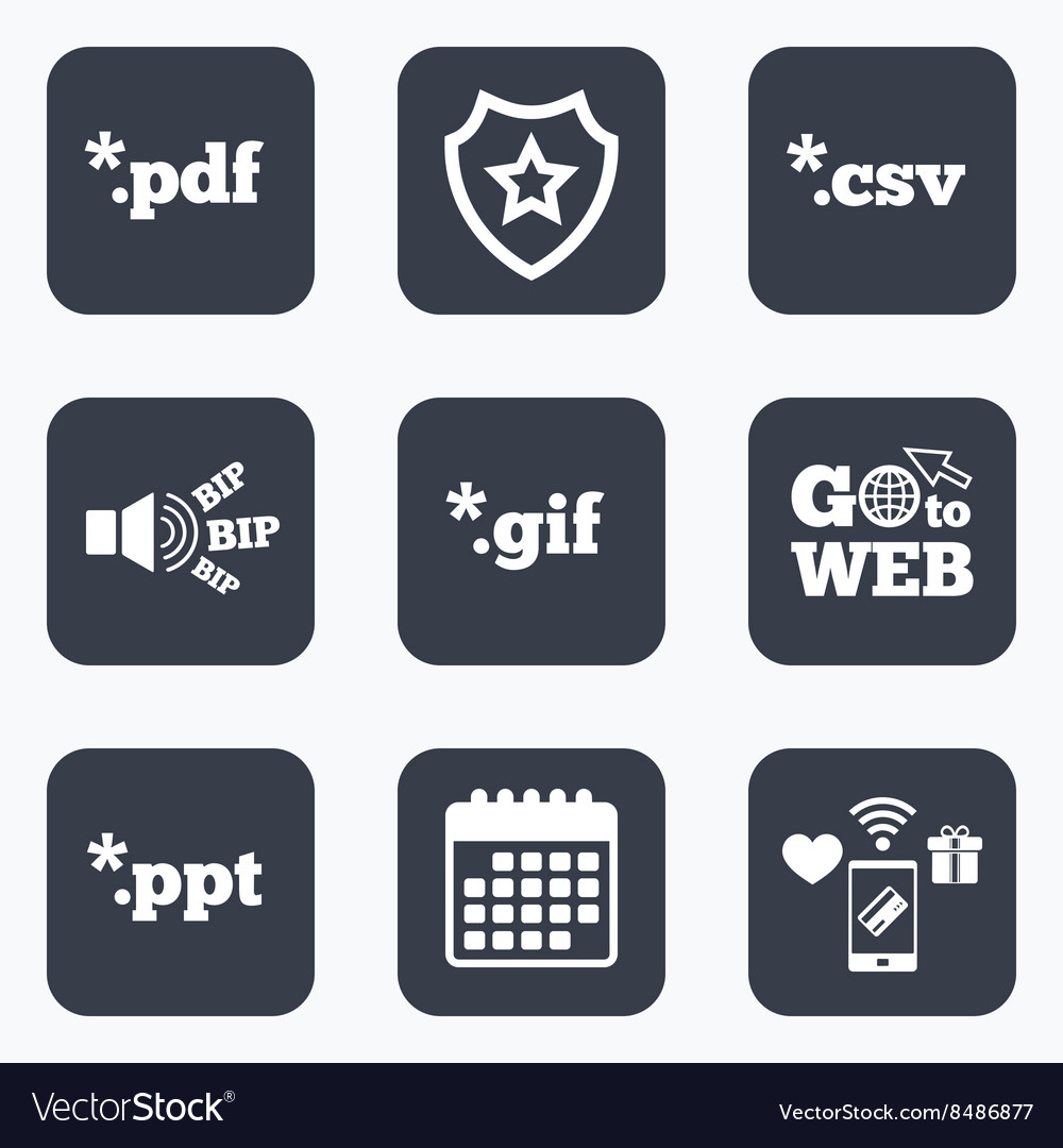 Document signs file extensions symbols