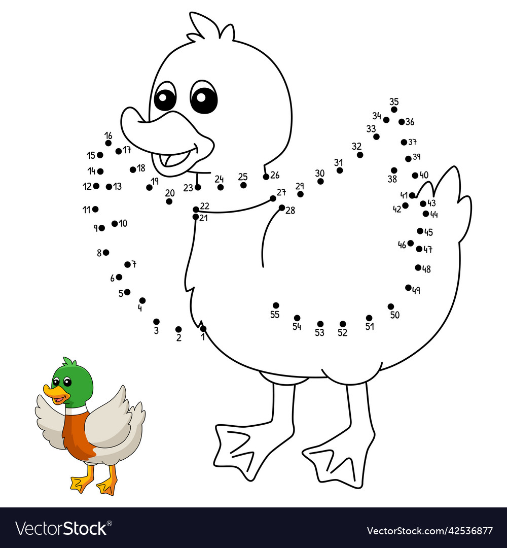 Dot to duck coloring page for kids