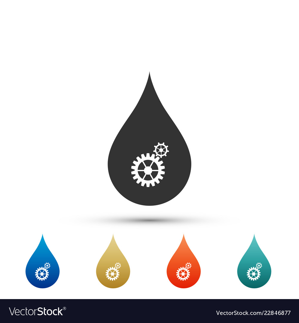 Drop with gears icon isolated on white background vector image Drop with gears icon isolated on white background