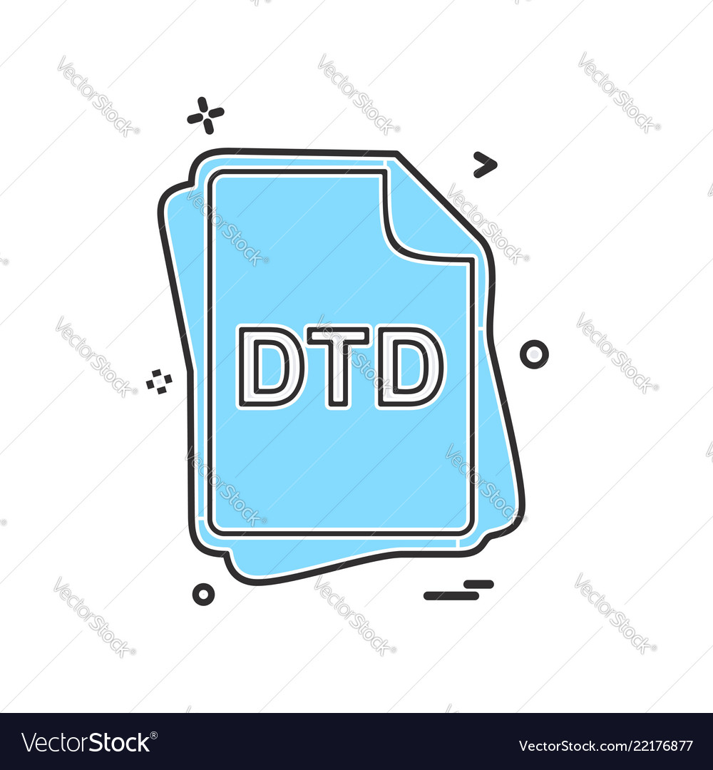 Dtd file type icon design vector image Dtd file type icon design