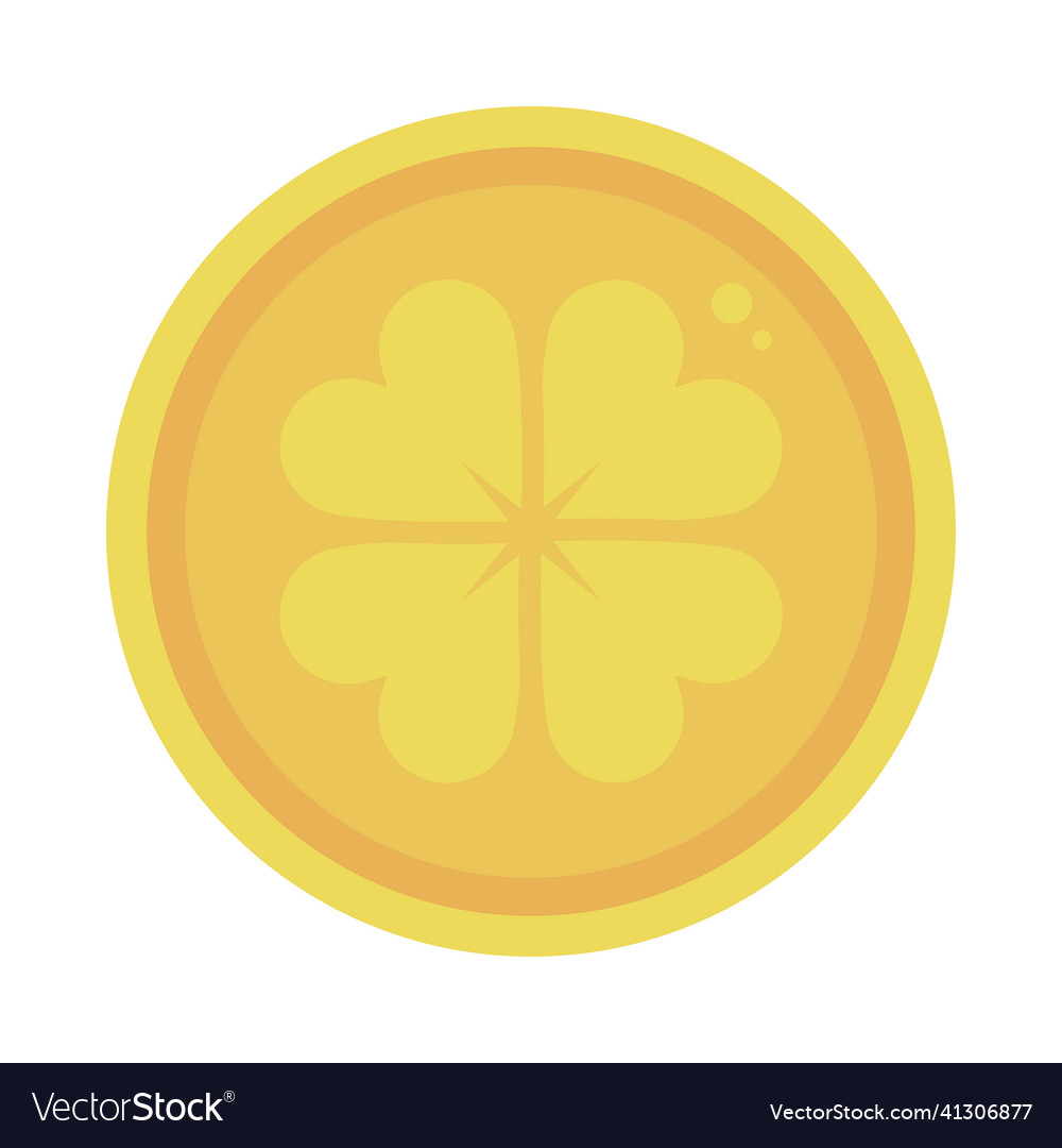 Gold coin with clover Royalty Free Vector Image