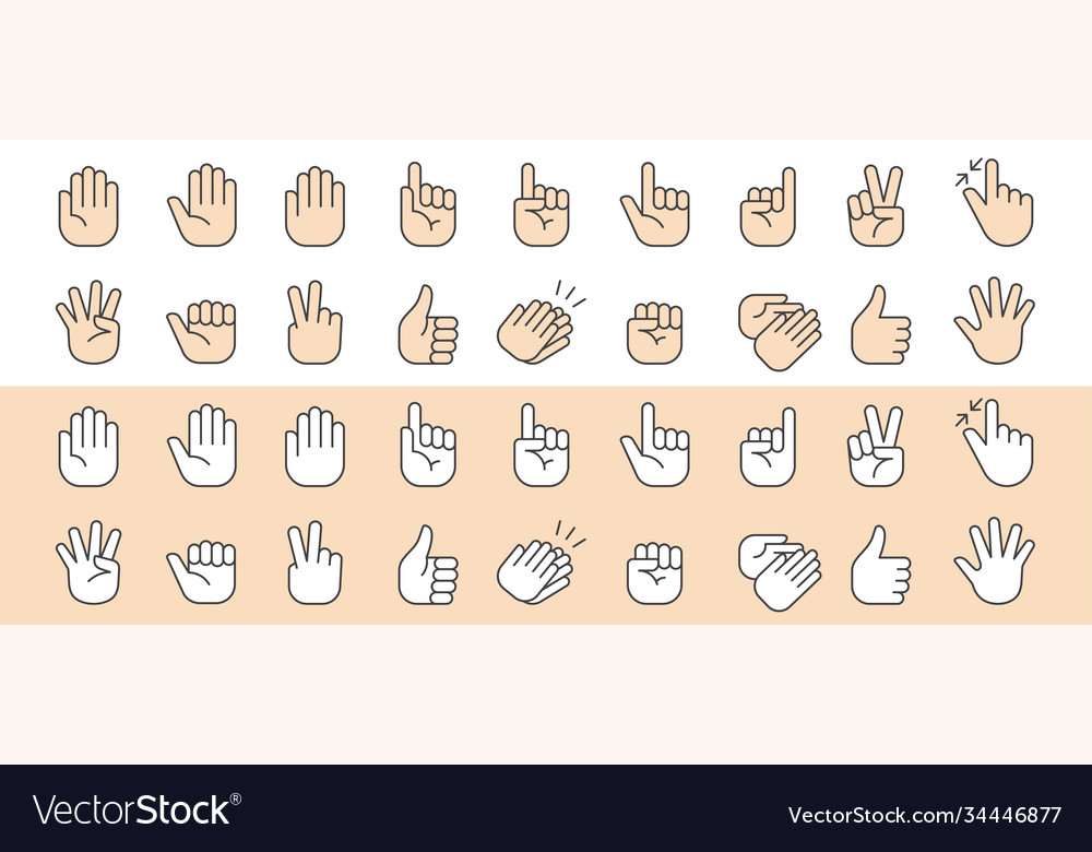 Hands Icons Isolated Royalty Free Vector Image