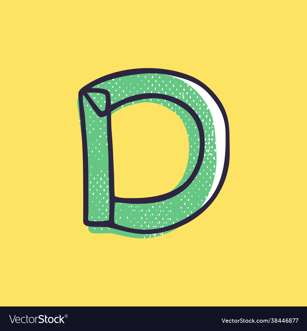 Kid style letter d logo hand-drawn with a marker