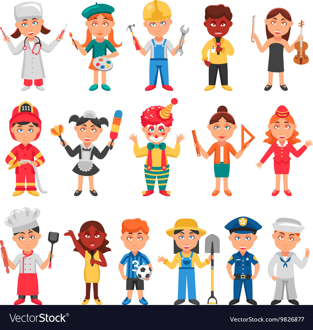 Kids and professions icons set Royalty Free Vector Image