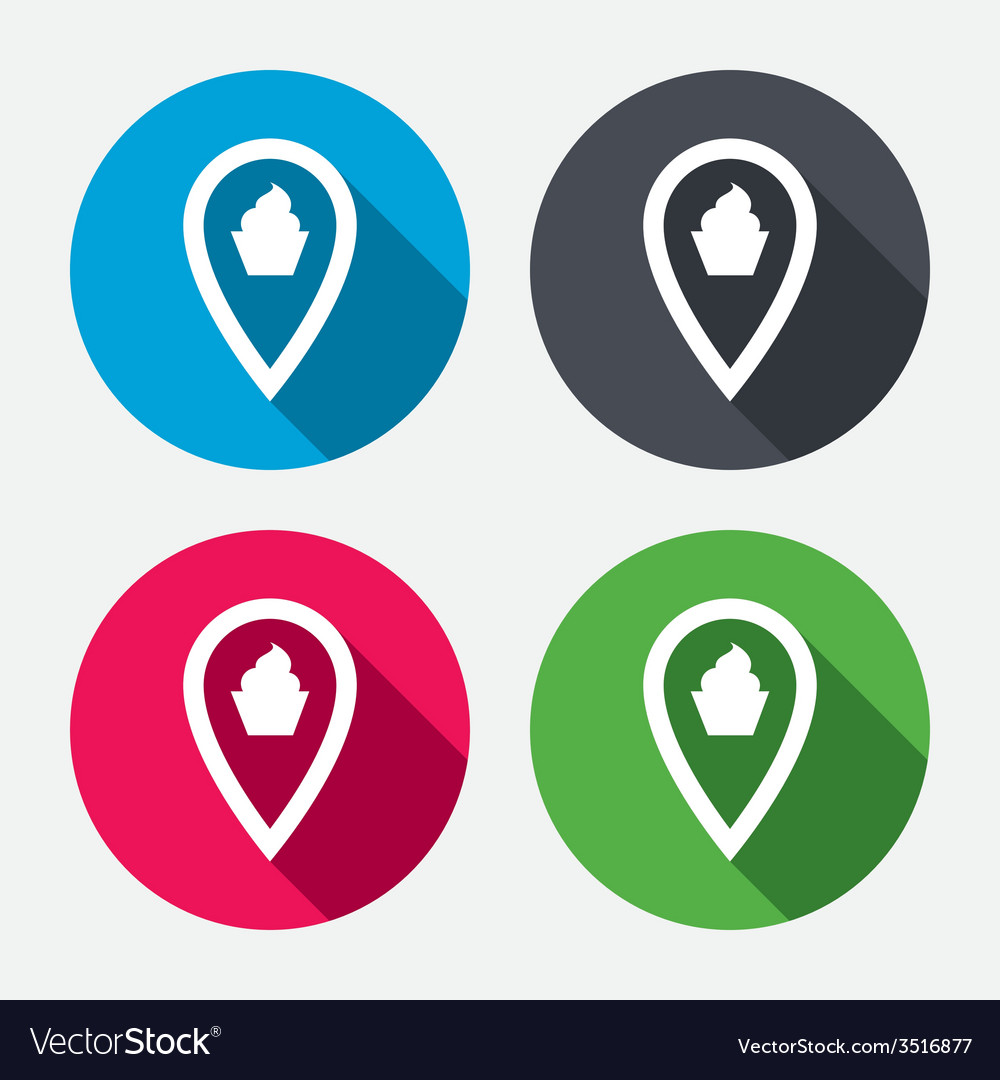 Map pointer food sign icon marker symbol