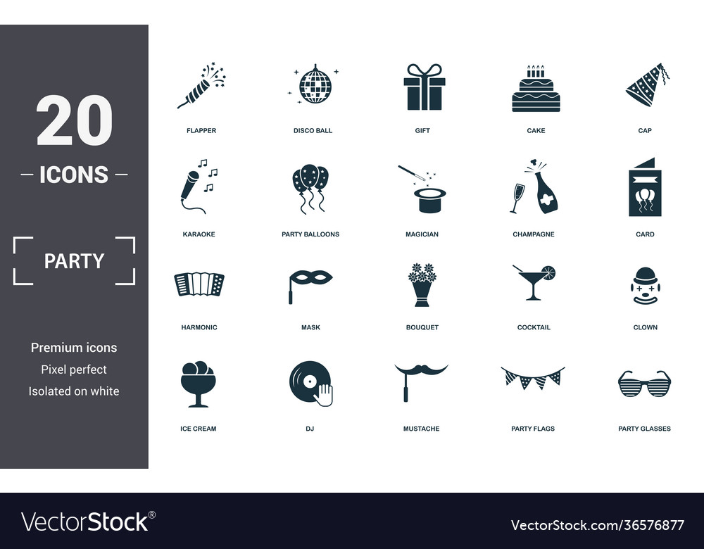 Party icon icons set collection includes simple vector image Party icon icons set collection includes simple