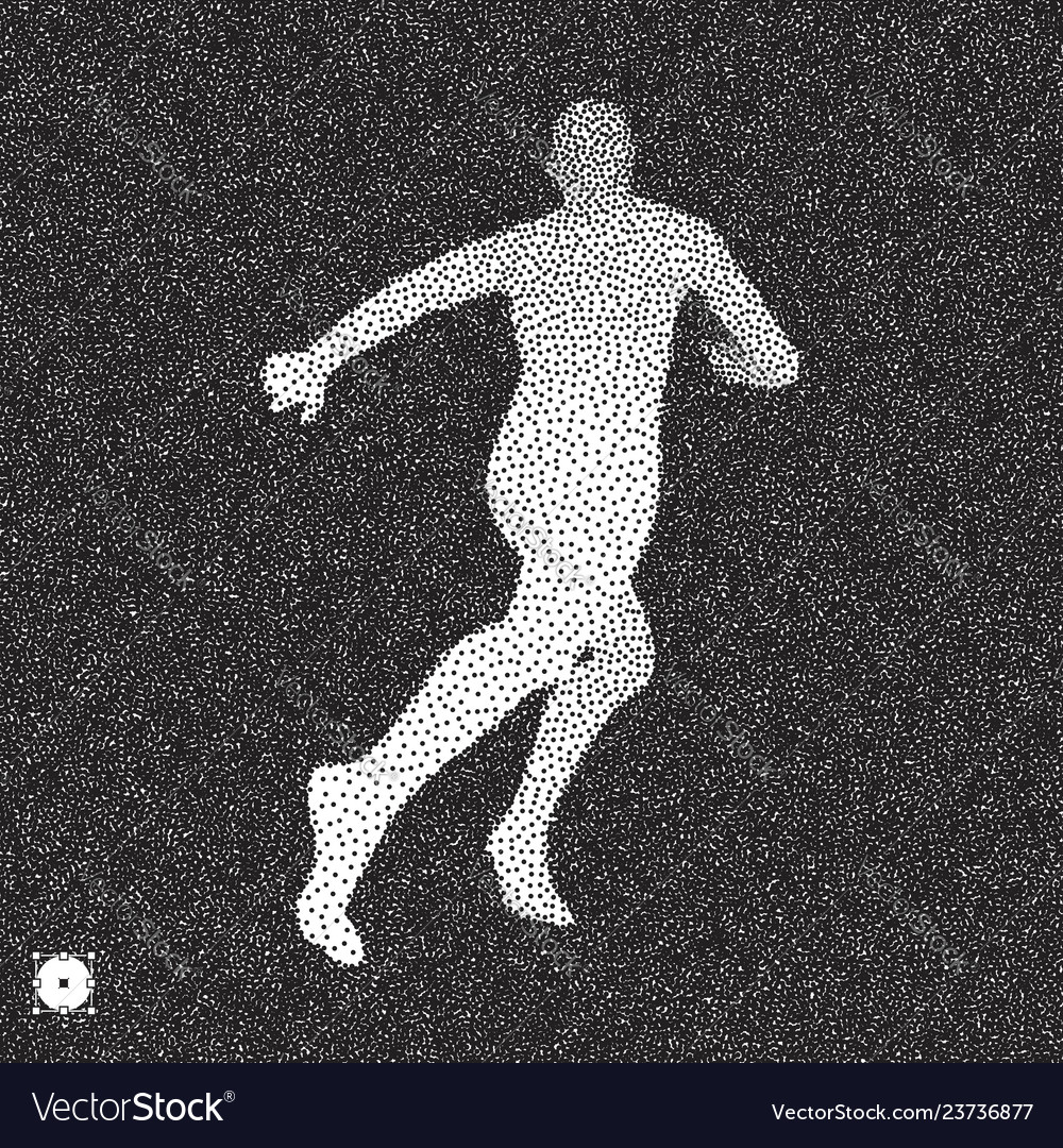 Running man 3d model of black and white Royalty Free Vector