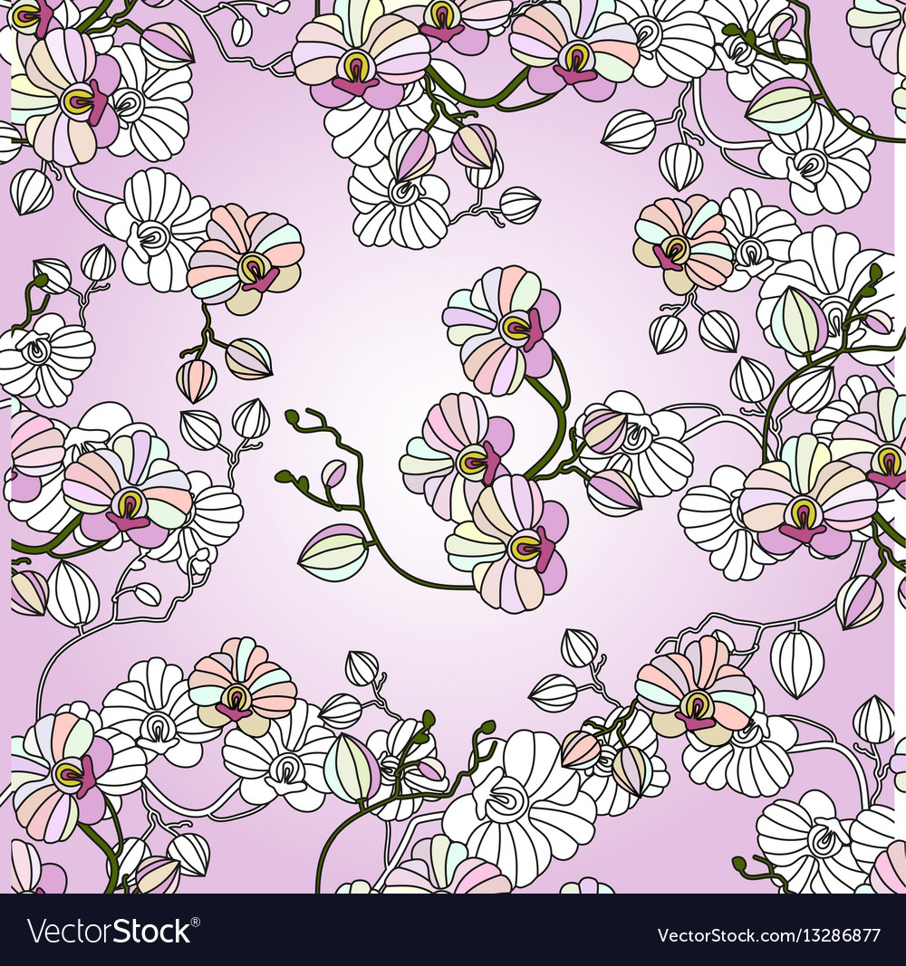 Seamless pattern with orchids