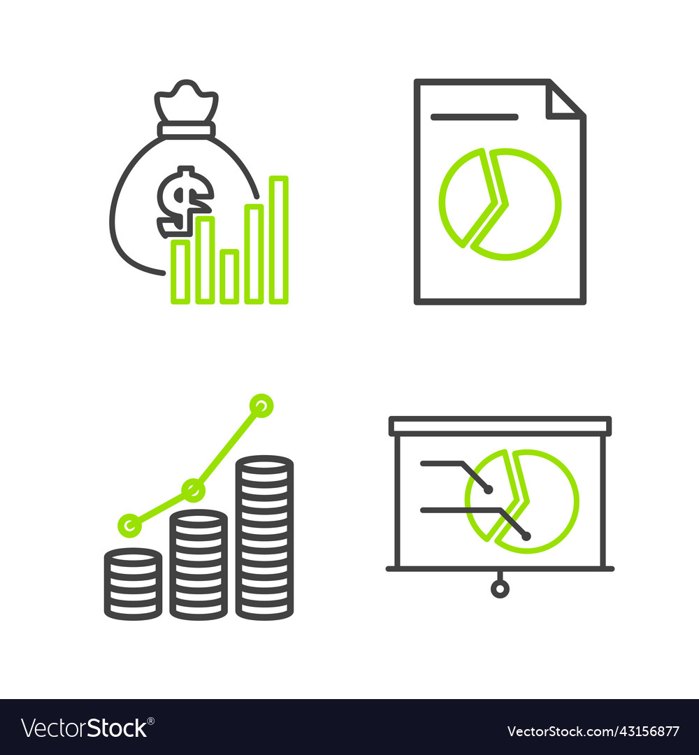 Set line board with graph chart pie infographic vector image Set line board with graph chart pie infographic