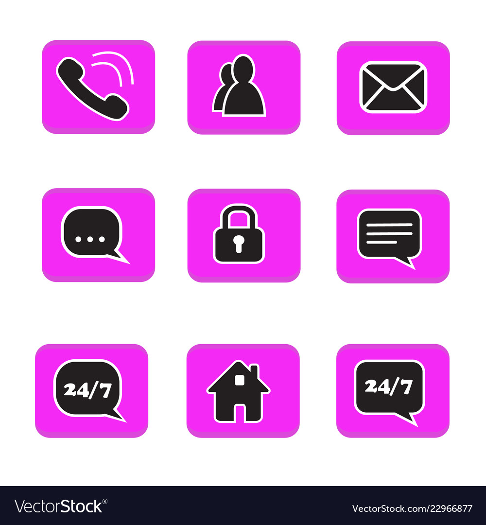 Set of web button icons contact symbol collection