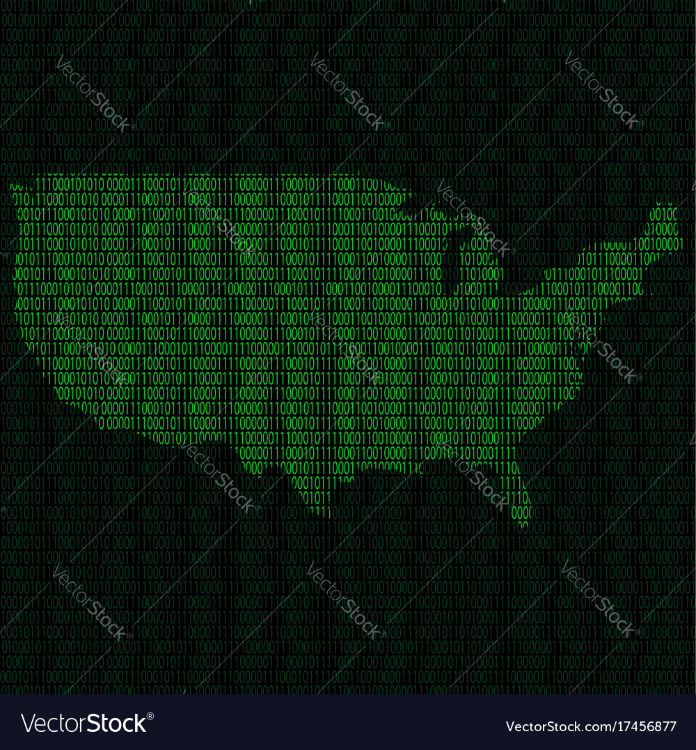 Silhouette of usa from binary digits