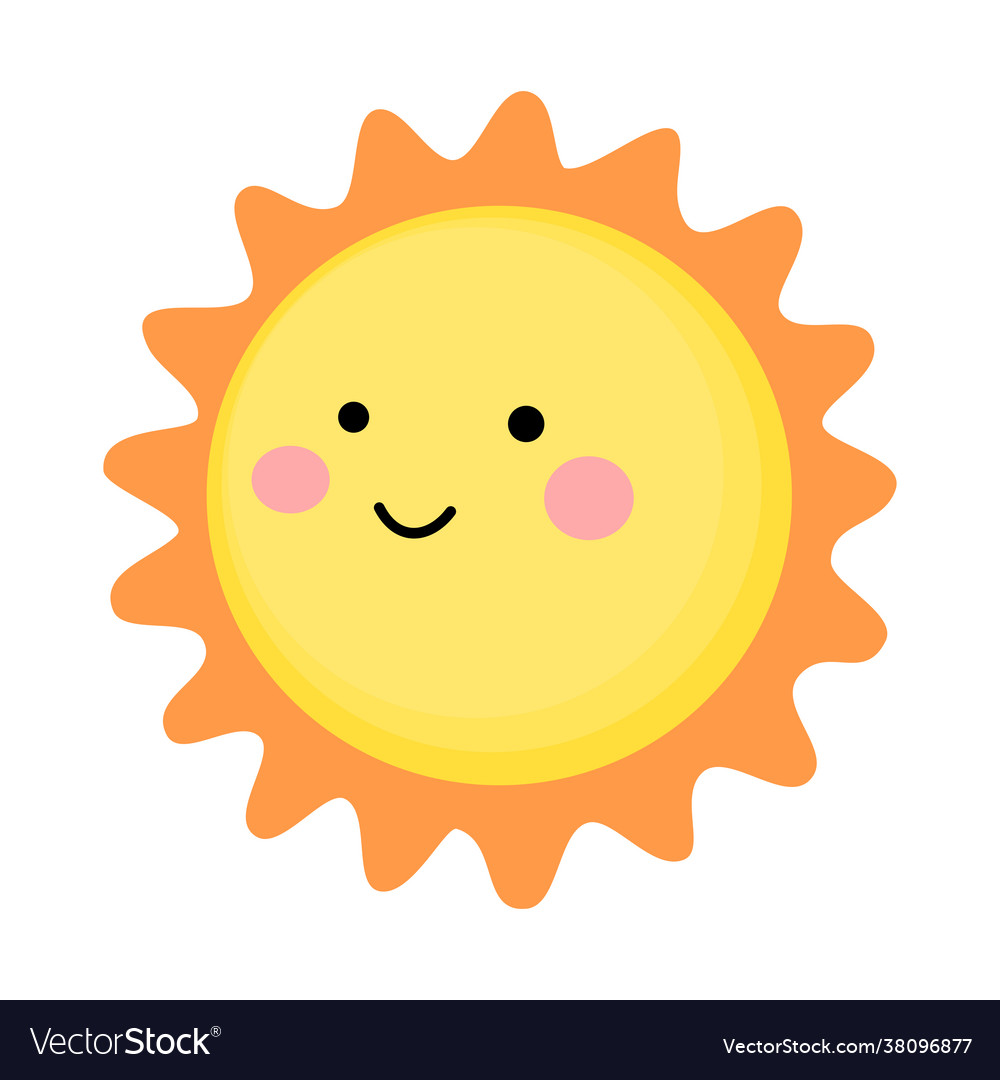 Sun cartoon adorable colorful Royalty Free Vector Image