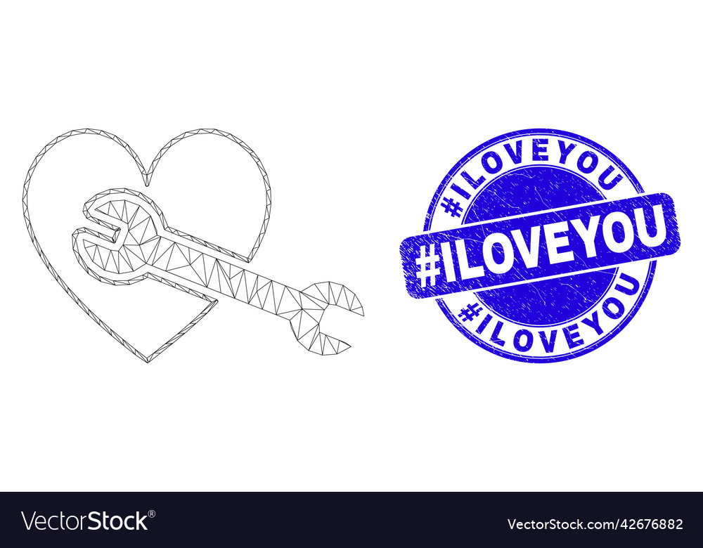 Blau gekratzt Tag iloveyou Stempel und Web Carcass