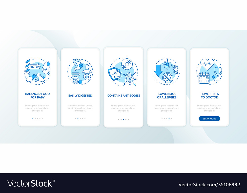 Breastfeeding benefits onboarding mobile app page