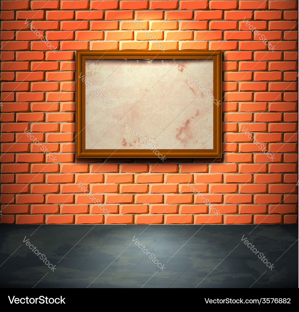 Brick wall with frame Royalty Free Vector Image