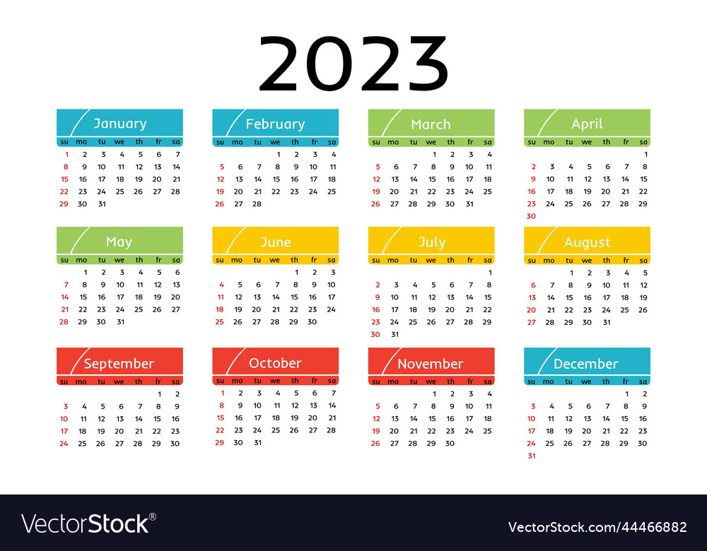 Calendar for 2023 isolated on a white background Vector Image