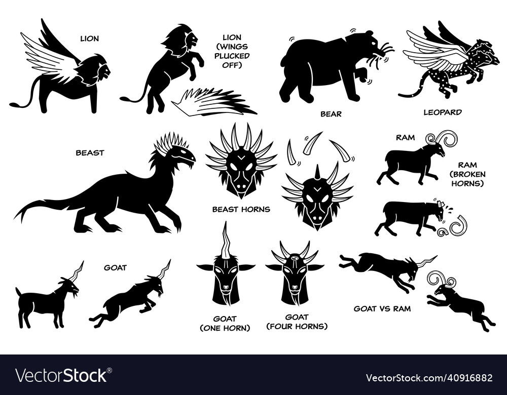 Daniel dream vision on the four beasts ram Vector Image