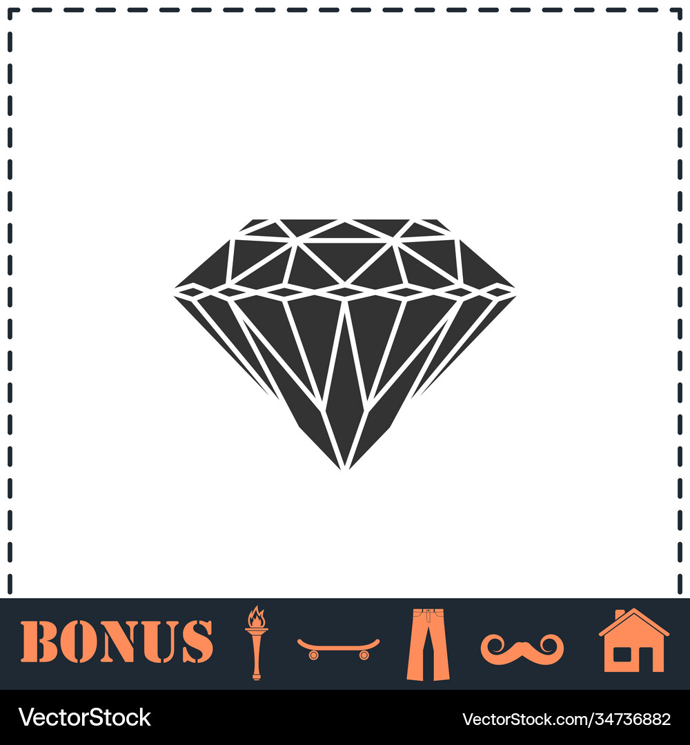 Diamond icon flat Royalty Free Vector Image - VectorStock