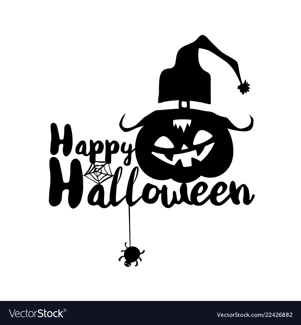 Happy halloween party title logo template spider