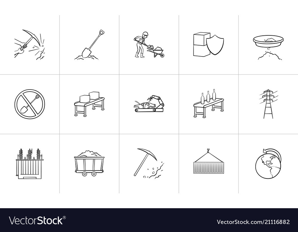 Industry hand drawn sketch icon set