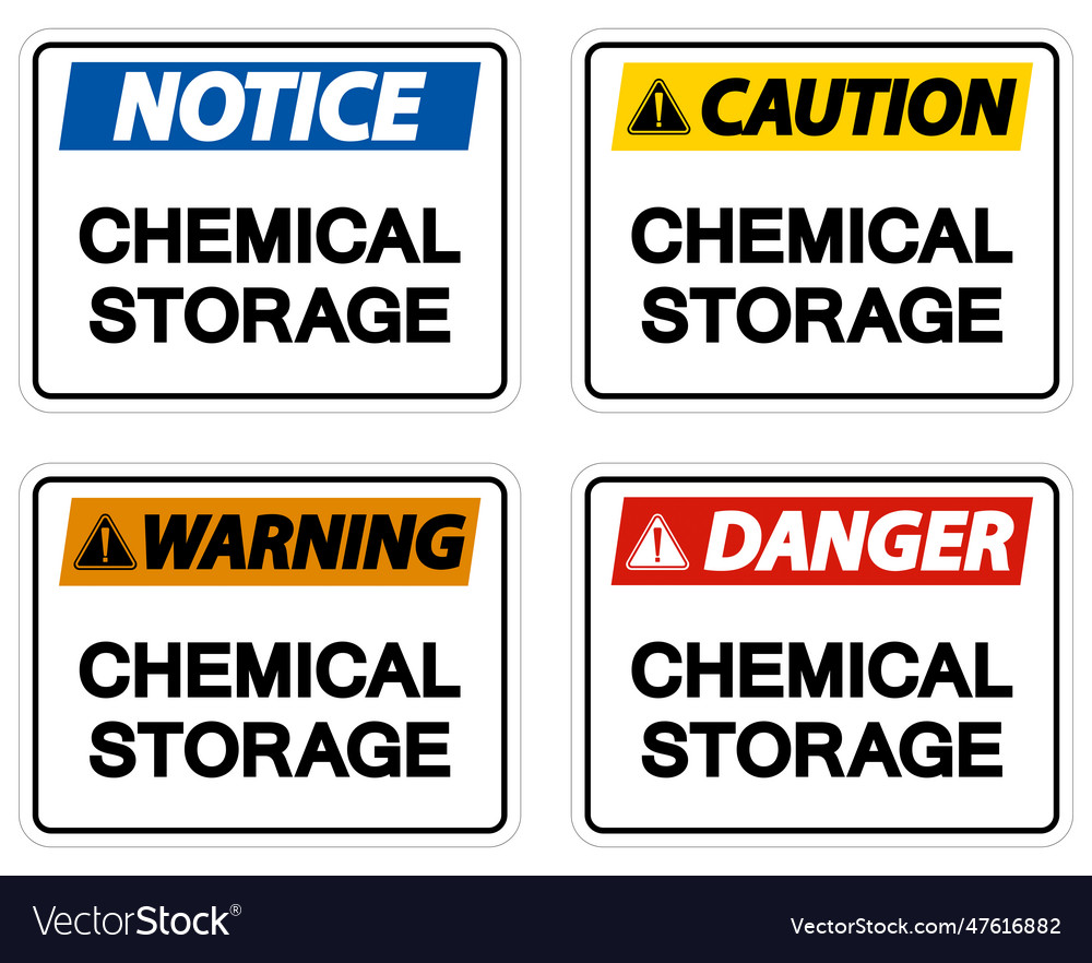 Label chemical storage sign on white background