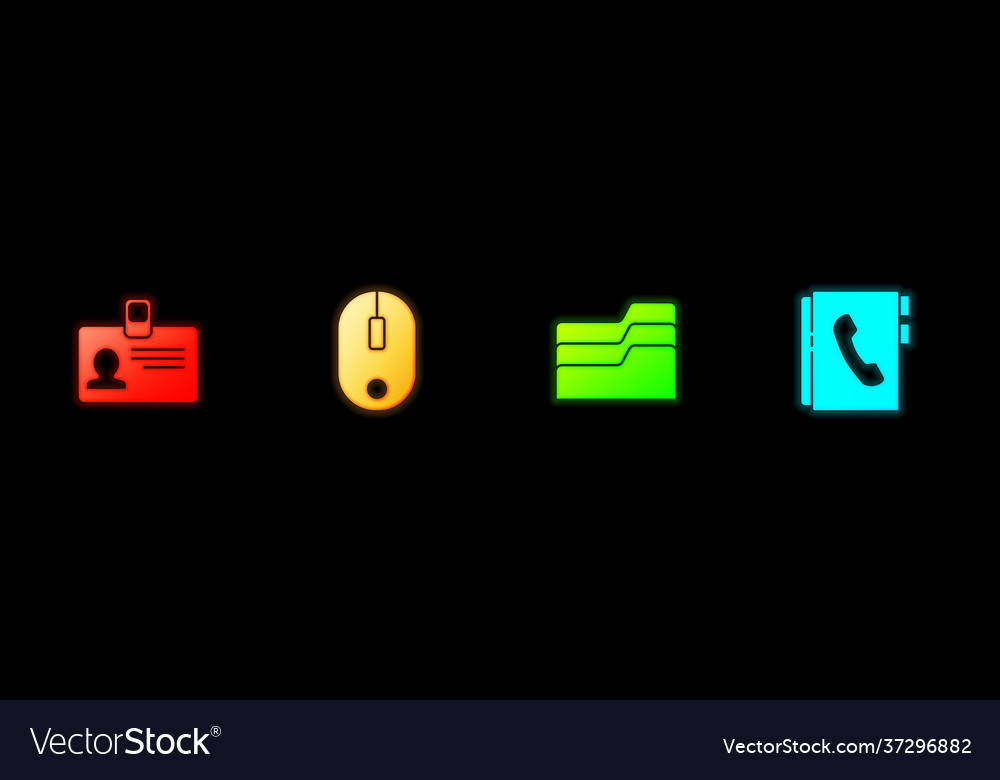 Set identification badge computer mouse document vector image Set identification badge computer mouse document