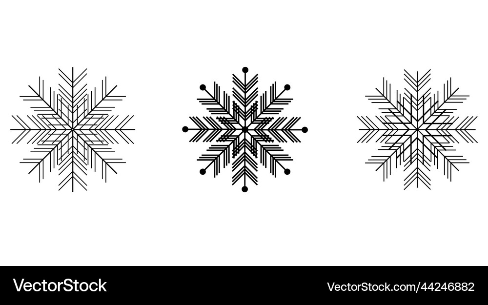 Set of black snowflakes icon 4 Royalty Free Vector Image