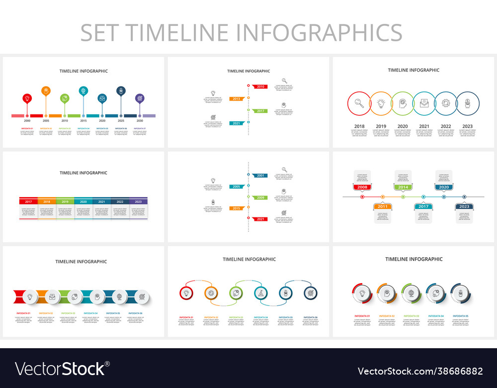 Zeitleiste mit Elementen der Infografikvorlage einstellen