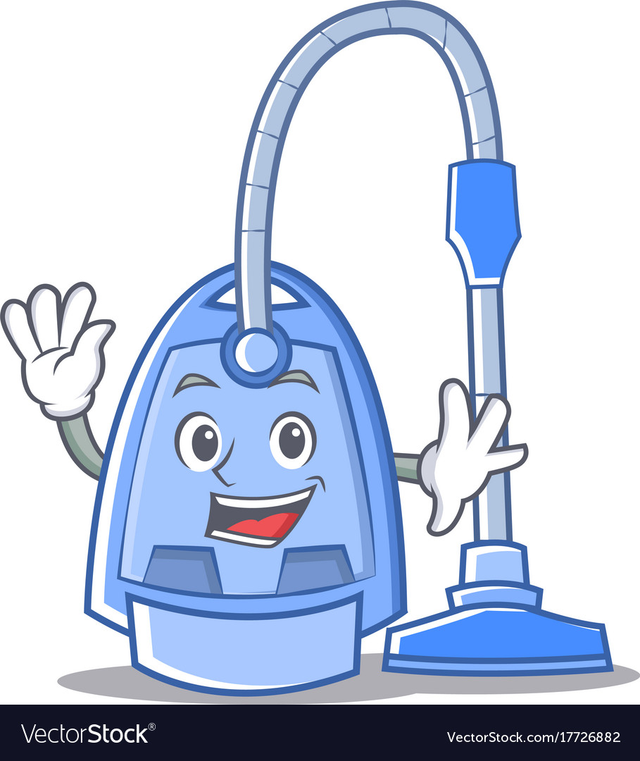 Waving vacuum cleaner character cartoon Royalty Free Vector