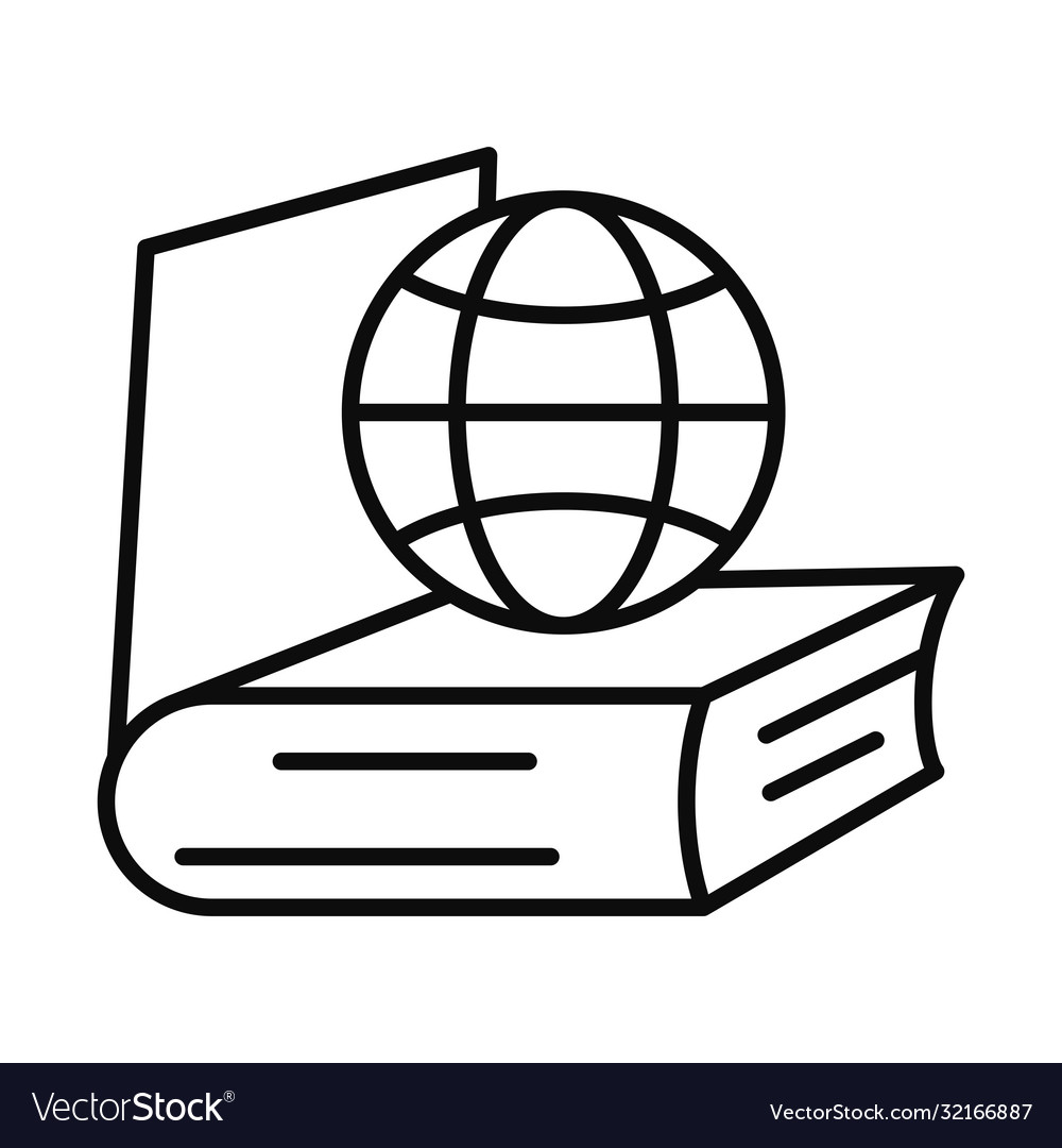 Academic book with global sphere icon line style Vector Image