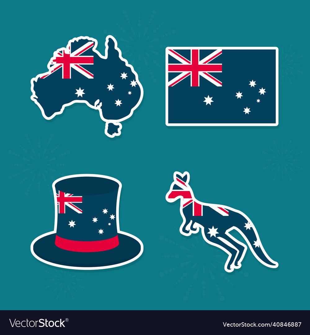 Australia flags icon set Royalty Free Vector Image