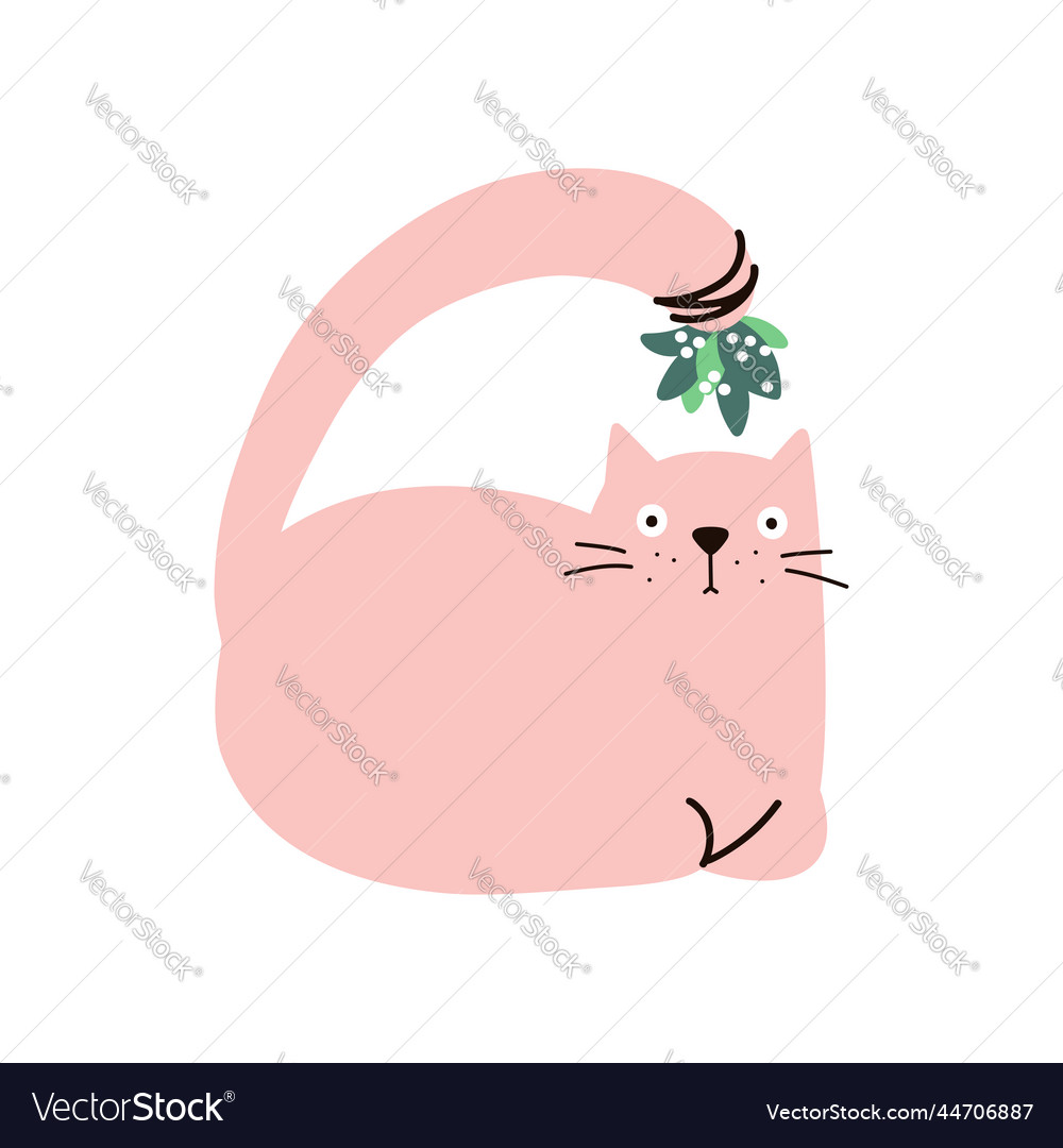 Christmas cat with a mistletoe royalty free vector image