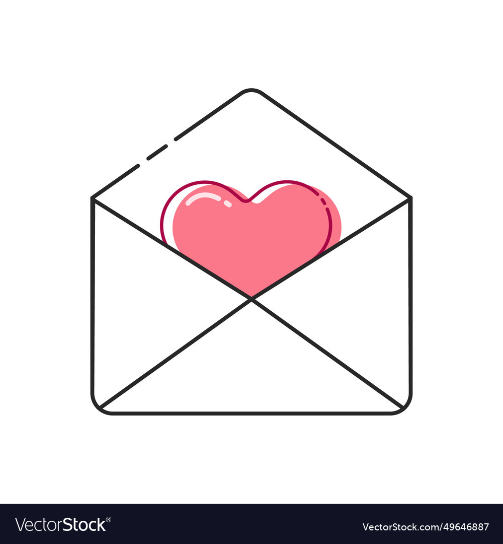 Closed opened pink envelope with heart Royalty Free Vector