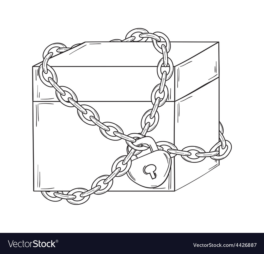 Closed Paper Box with Lock and Chain