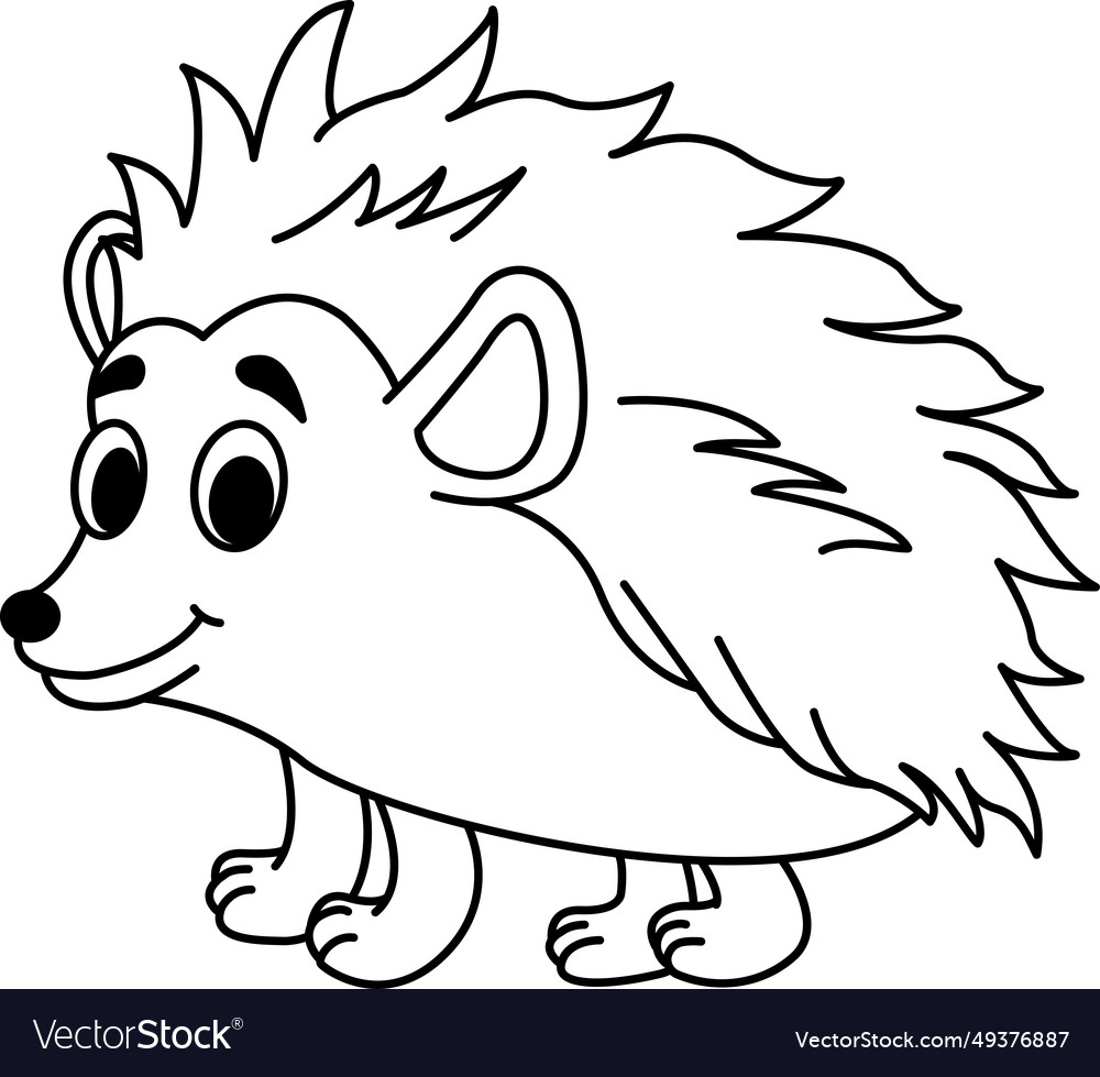 Cute cartoon hedgehog for coloring page Royalty Free Vector