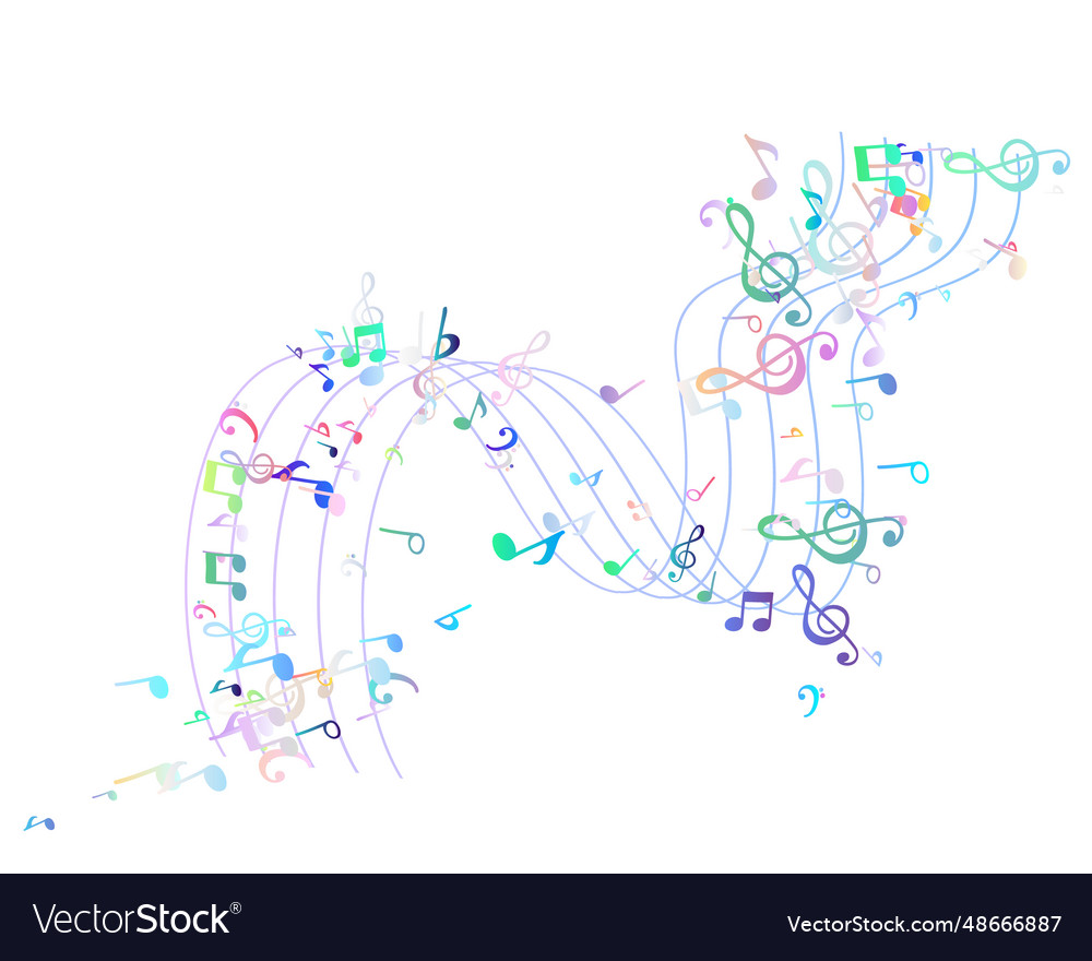 Flow with color notes on stave Vector Image Flow with color notes on stave